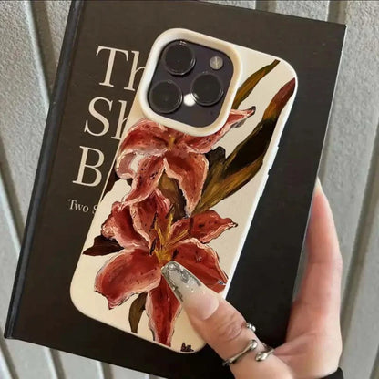 Pink Lily Oil Painting iPhone Case – Soft Silicone Cover