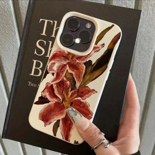 Pink Lily Oil Painting iPhone Case – Soft Silicone Cover