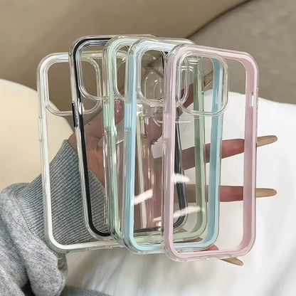 Luxury Candy Color Frame Clear Back Phone Case For iPhone