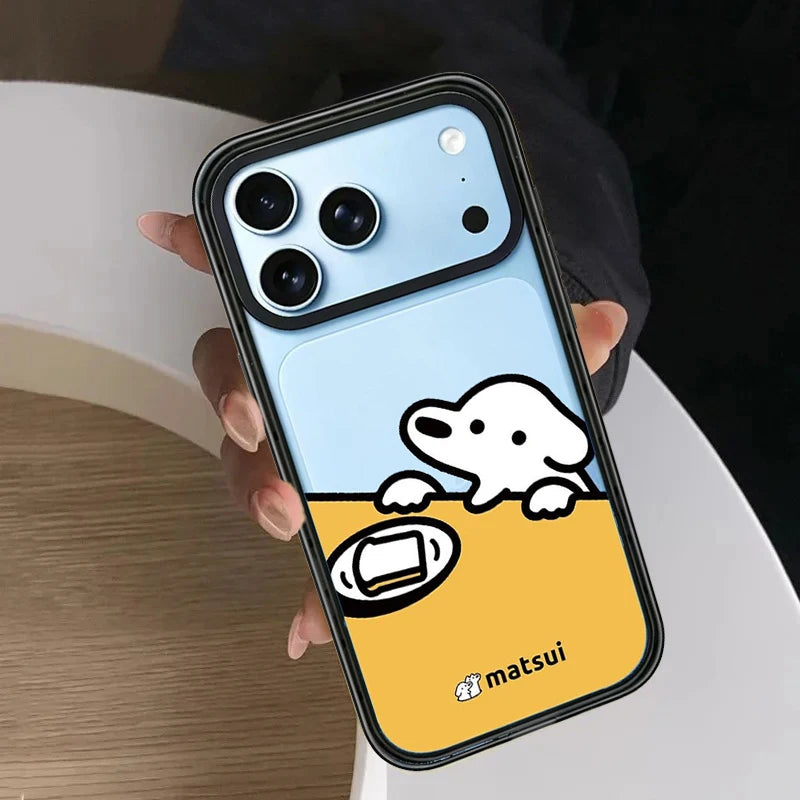 Cartoon Sailboat Companion Dog Impact Black Border Magnetic Phone Case Cover For iPhone
