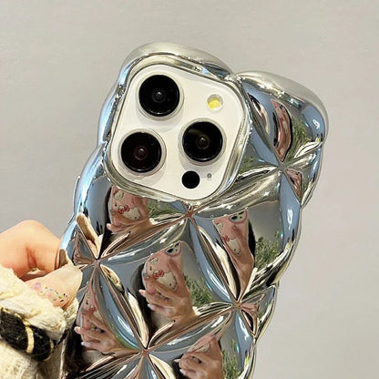 Fashion Plating Silver Rhombus Plaid Pattern Phone Case