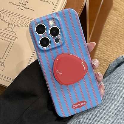 Retro Style Red Blue Striped With Bracket Phone Case For iPhone