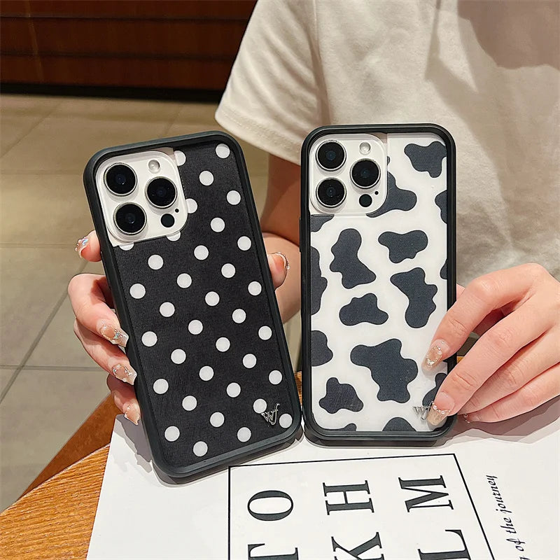 Wildflower Pink Polka Dot Cross Girl Phone Case For iPhone