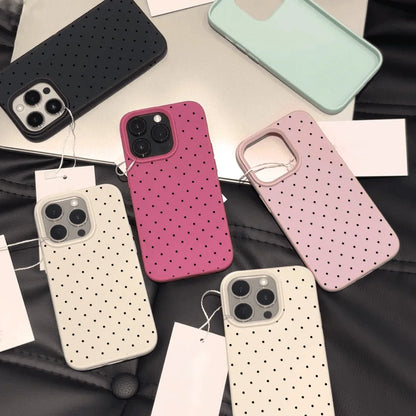 INS Polka Dot Phone Case For iPhone Candy Color Lichee Pattern Silicone Cover