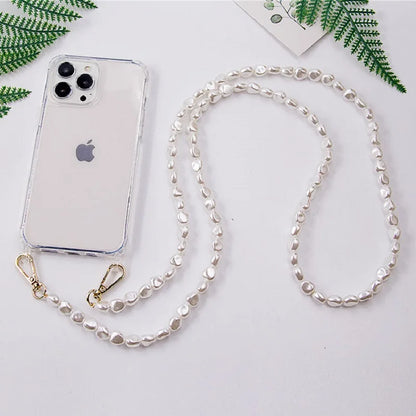 Luxury Pearl Chain Crossbody Strap Shockproof Acrylic Lanyard Phone Case For iPhone