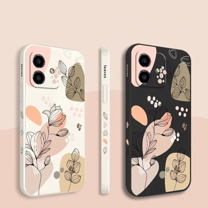 Abstract Plants Flower Silicone Phone Case For iPhone