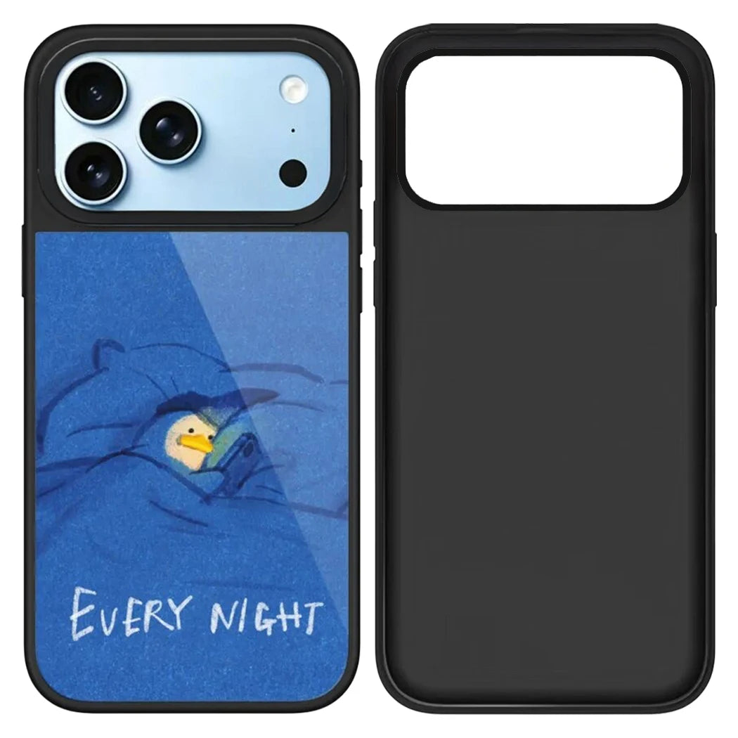 Cute Lazy Duck Mirror Surface Magnetic Phone Case Cover For iPhone