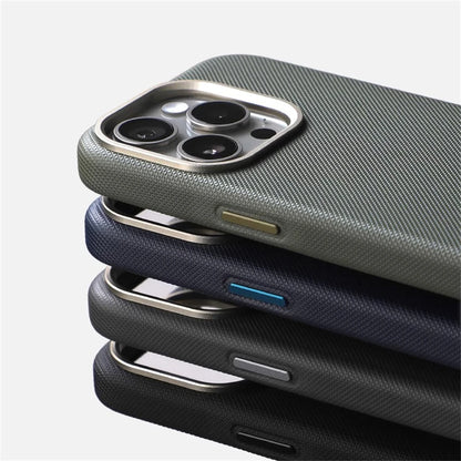 Luxury Alloy Lens Frame Particle PU Leather Magnetic Case For iPhone