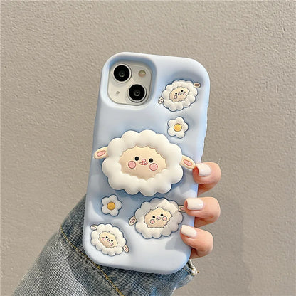Cute Sheep Folding Stand Holder Case For iPhone
