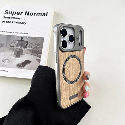 MagSafe Wood Grain Armor iPhone Case – Magnetic Wireless Charging