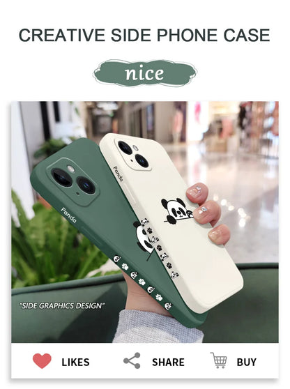 Panda Cute Label Phone Case For iPhone Silicone Cover