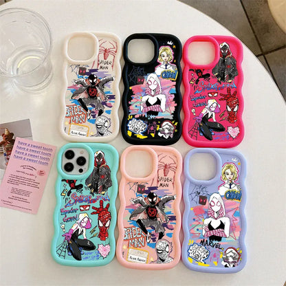 Spider Gwen Spiderman Miles Morales Candy Color Phone Case For iPhone
