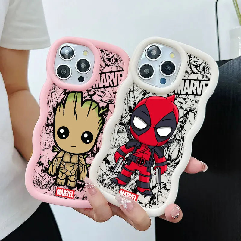Marvel Cute Deadpool Groot Raccoon Candy Phone Case For iPhone