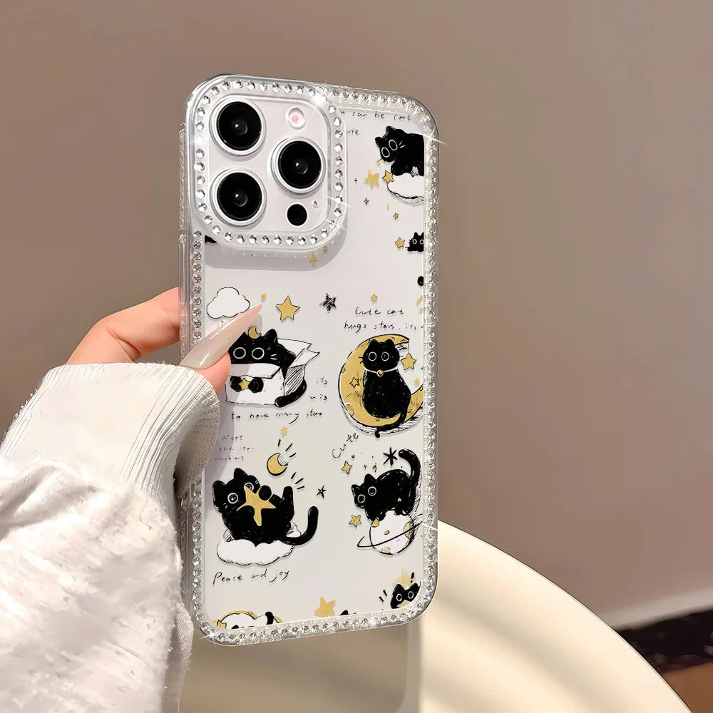 Bling Glitter Cute Cat Phone Case For iPhone