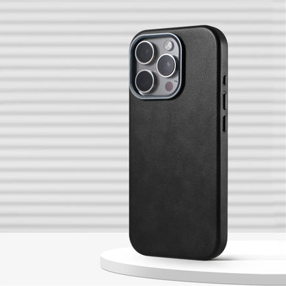 Luxury Retro Leather MagSafe iPhone Case with Magnetic Alloy Lens Cover