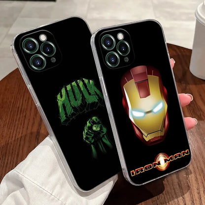Marvel Cap USA Ironman Hulk Transparent Phone Case For iPhone