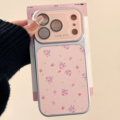 Luxury Ins Flower Large Window Phone Case For iPhone Camera Film Protector Shockproof Ultra Slim Cover