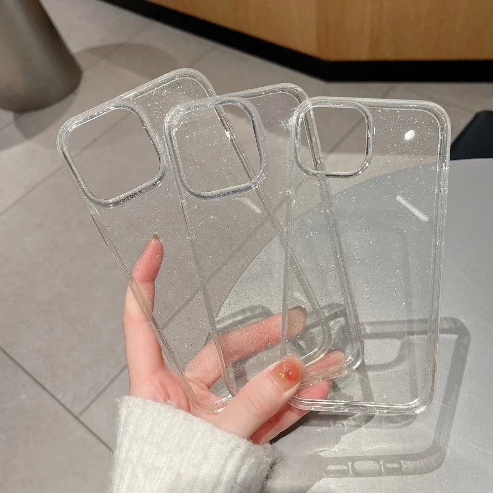 Pink Glitter Bling Clear Soft Case For IPhone