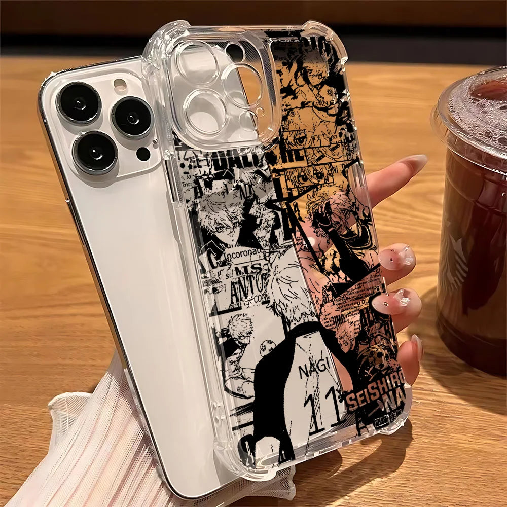 Cool Blue Locks Transparent iPhone Case – Anti-Fall Protection