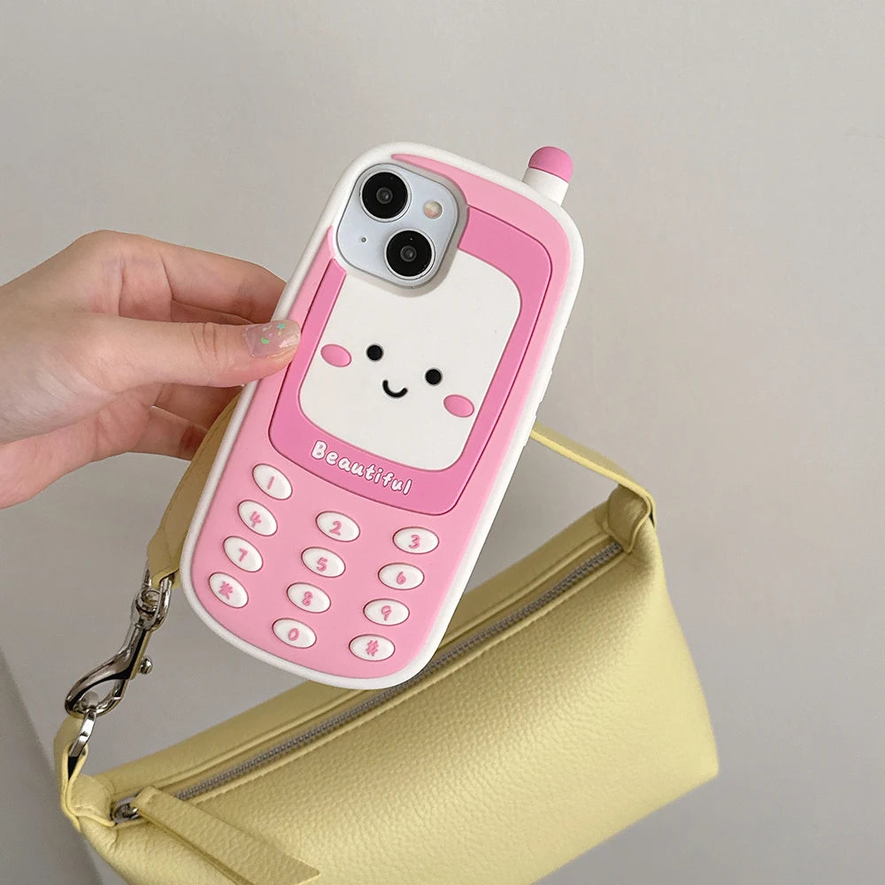 Kawaii 3D Retro Mobile Phone Design Soft Silicone Phone Case