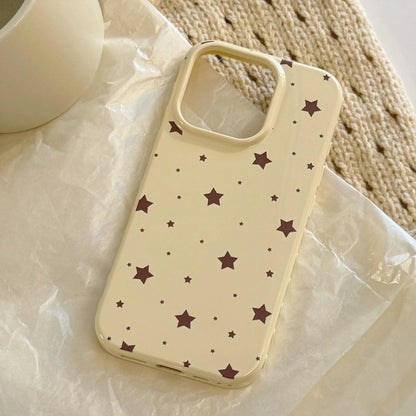 Korean Style Yellow Full Screen Brown Stars Soft Phone Case For iPhone