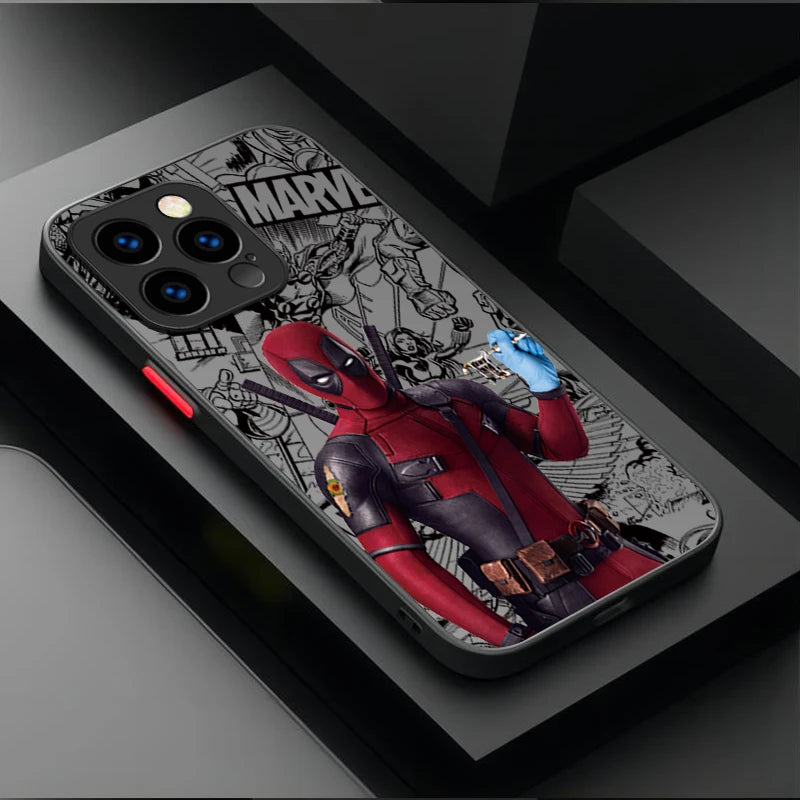Fun Marvel Deadpool Matte Hard Phone Case For iPhone