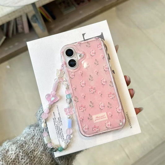 Fashionable Pink Flower Butterfly Stand Phone Case