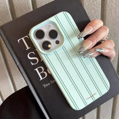 Green Stripe Print Summer Phone Case For iPhone Shockproof Soft Bumper Cover