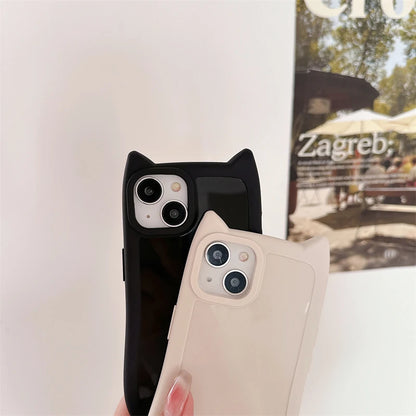 Cute 3D Kitten Cats Ear Solid Color Phone Case
