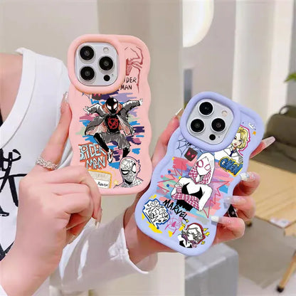 Spider Gwen Spiderman Miles Morales Candy Color Phone Case For iPhone