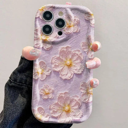 Retro Oil Painting Daisy Flowers Phone Case For iPhone