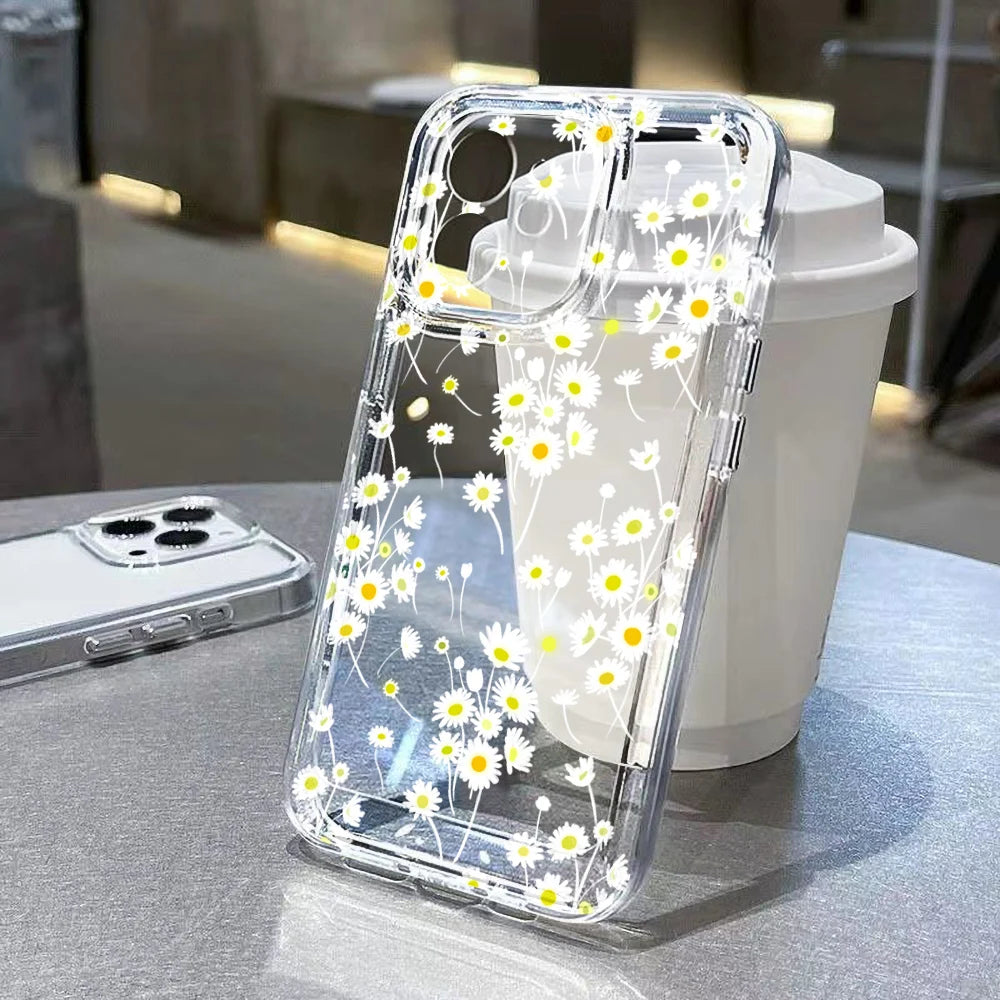 Clear Phone Cases Fundas Flower Soft Back Cover For iPhone