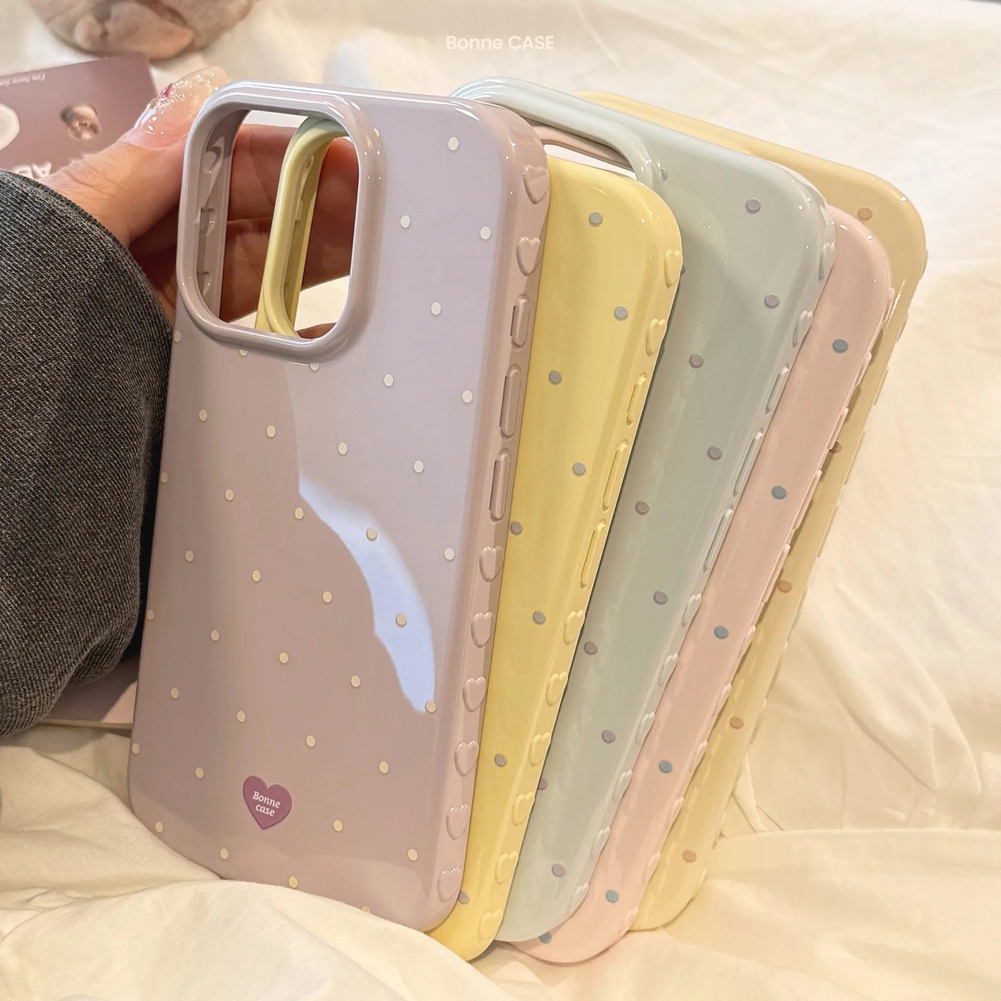 Korean Full Screen Candy Colors Polka Dot Soft Phone Case For iPhone