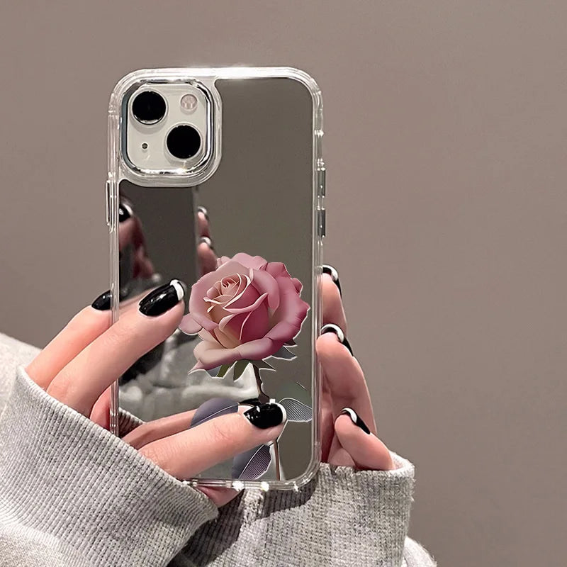 Rose Flower Mirror Phone Case For iPhone