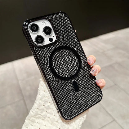 Luxury Glitter Solid Color Diamond Plating Magnetic Phone Case For iPhone