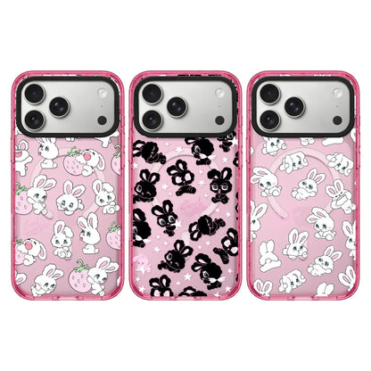 Rabbit Cherry Strawberry iPhone Case With Pink Border