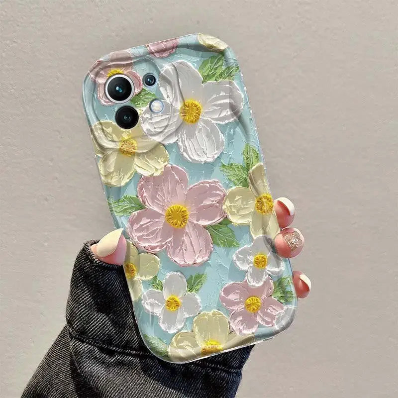 Retro Oil Painting Daisy Flowers Phone Case For iPhone