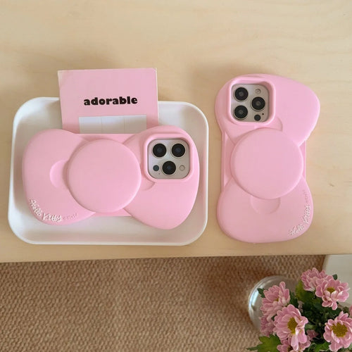 Pink Cute Bow Silicone Phone Case Fashion Creative For  iPhone