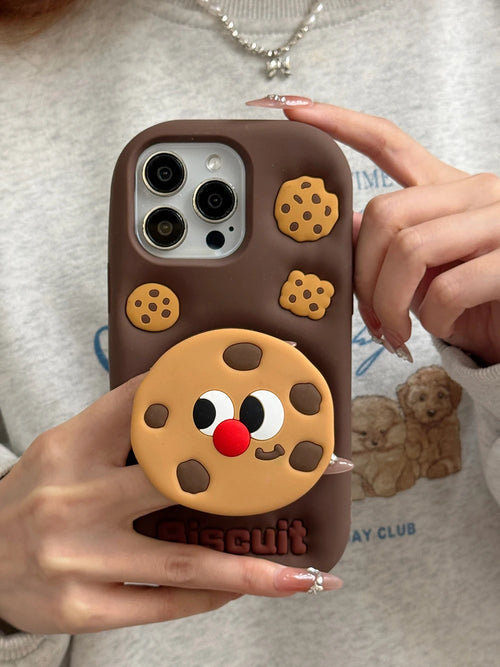 Funny Stand Holder Cookies Soft Silicone Case Cover For iPhone