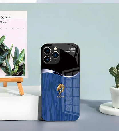 Luxury Grain Golden Dragon Led Light Phone Case Call Flash Glitter Cover For iPhone