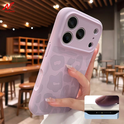 Leopard Liquid Silicone iPhone Case with Camera Control