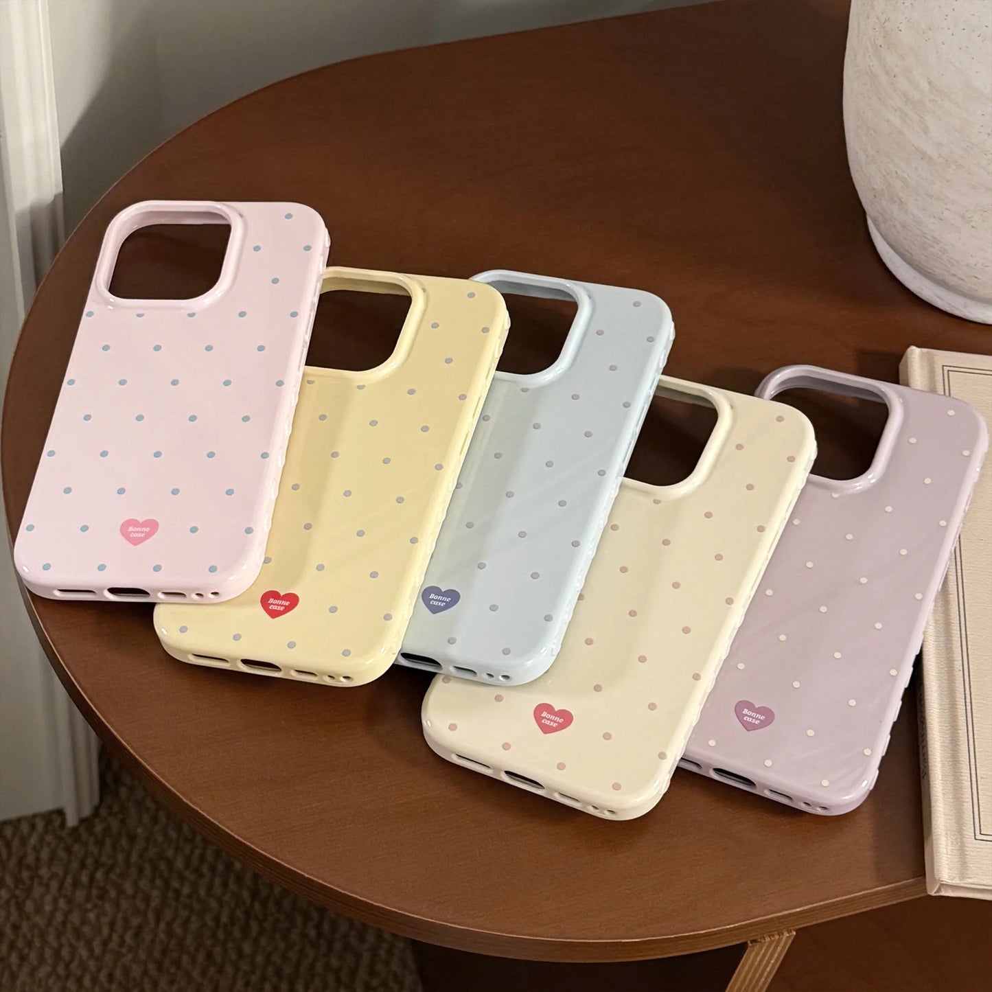 Korean Full Screen Candy Colors Polka Dot Soft Phone Case For iPhone