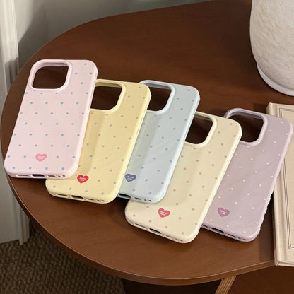 Korean Full Screen Candy Colors Polka Dot Soft Phone Case For iPhone