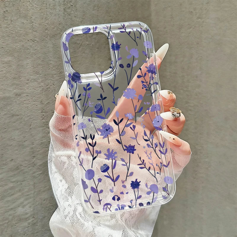 Purple Wildflower Floral Clear Case For iPhone