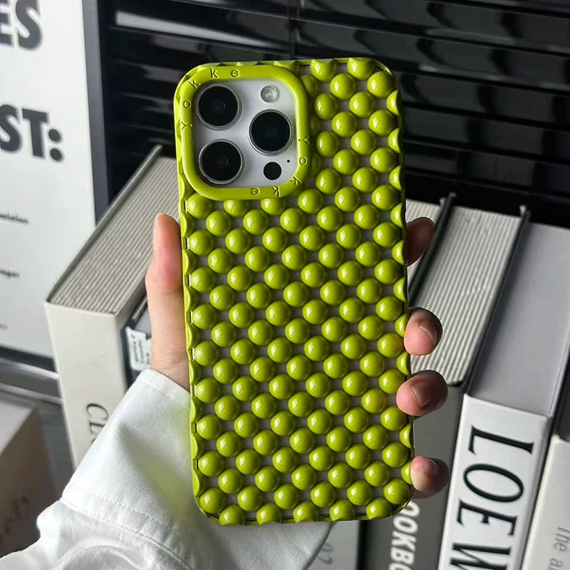 Fashion Green Pearl Round Bead Hollow Out Phone Case