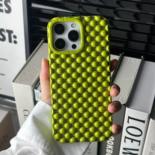 Fashion Green Pearl Round Bead Hollow Out Phone Case