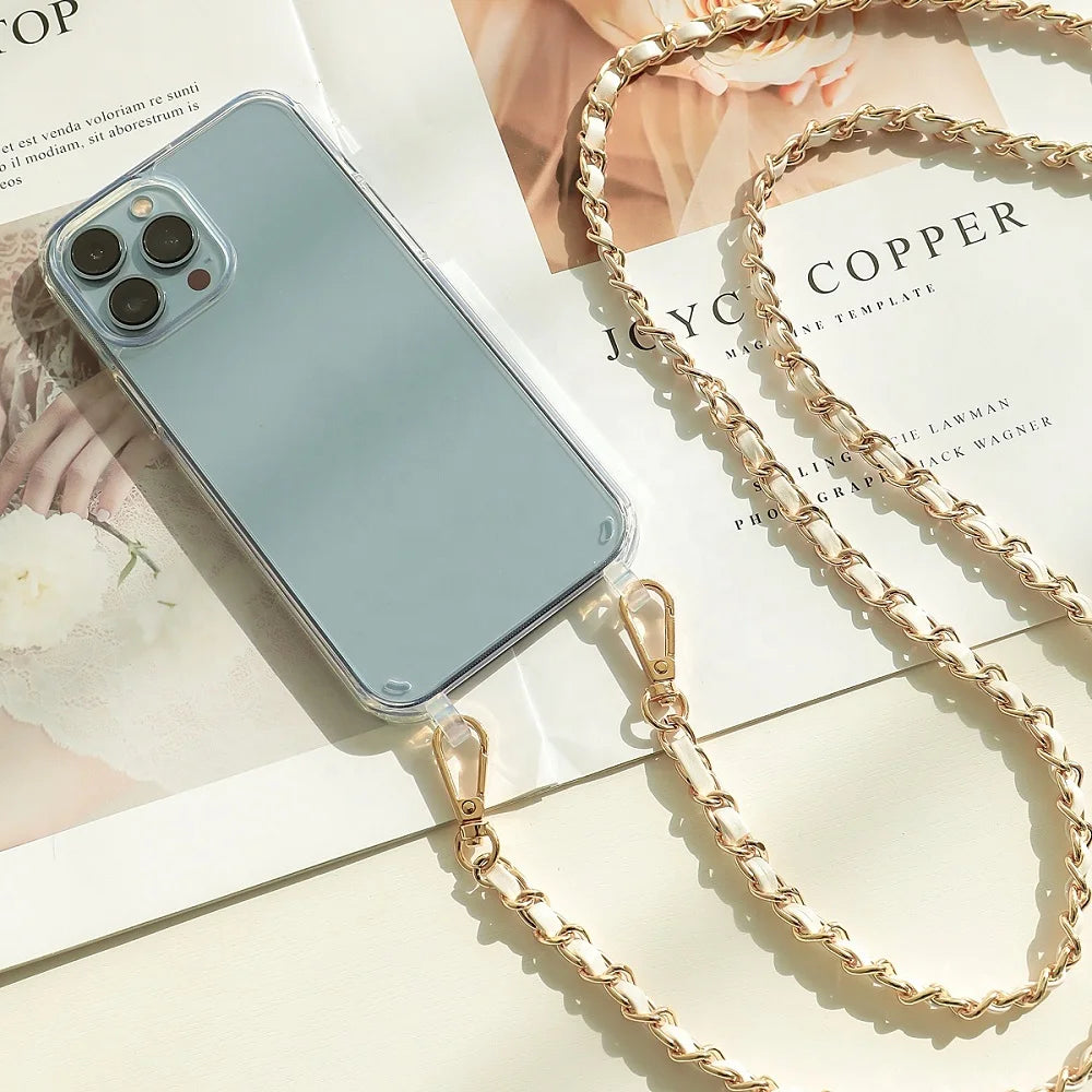 Luxury Pearl Chain Crossbody Strap Shockproof Acrylic Lanyard Phone Case For iPhone