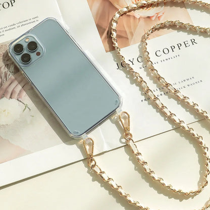 Luxury Pearl Chain Crossbody Strap Shockproof Acrylic Lanyard Phone Case For iPhone