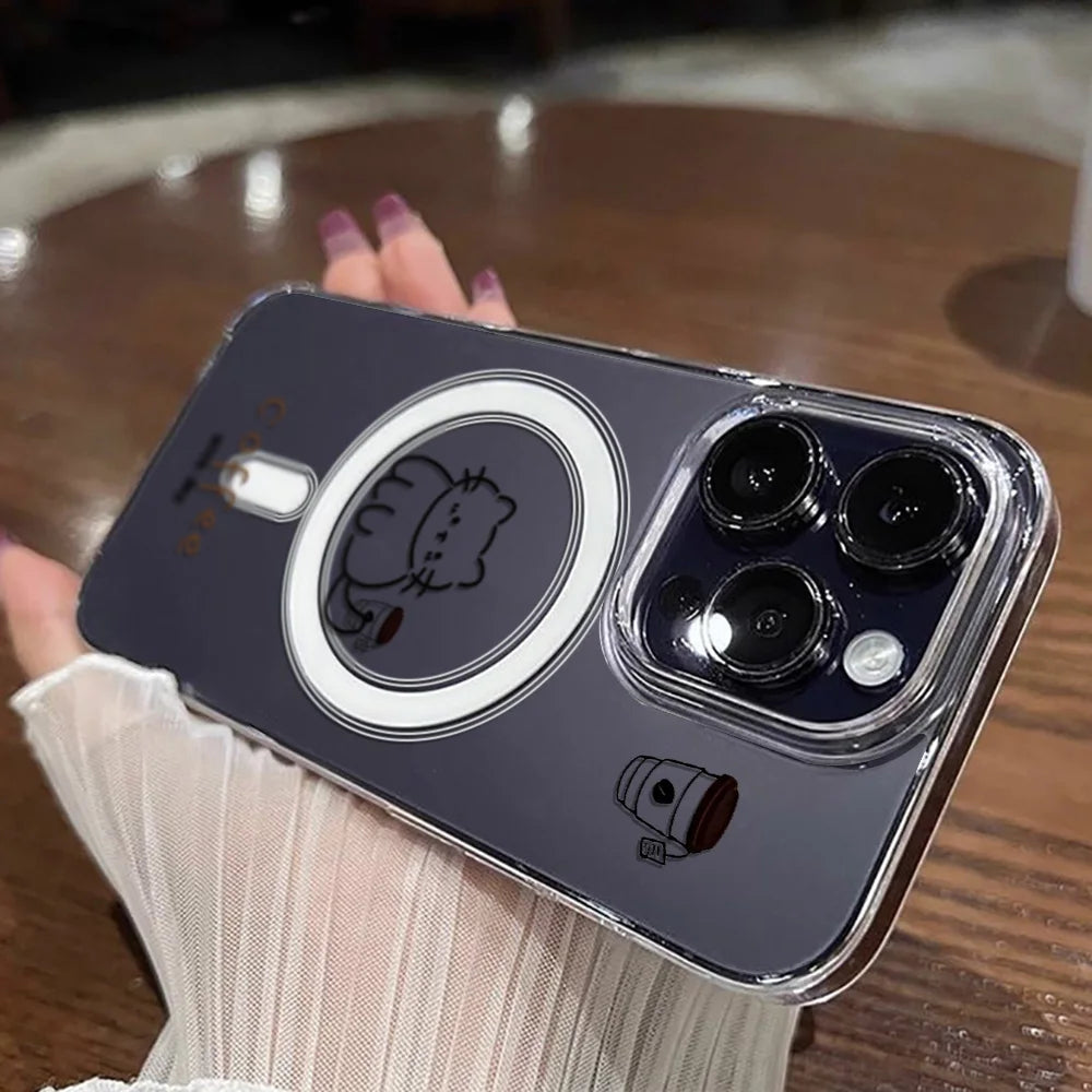 Cute Cat MagSafe Magnetic Clear Phone Case