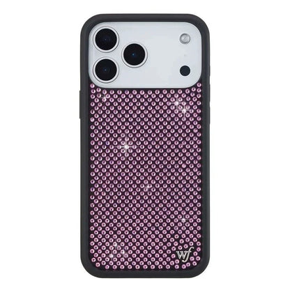 Wildflower Pink Black White Diamond Sparkling Phone Case For iPhone